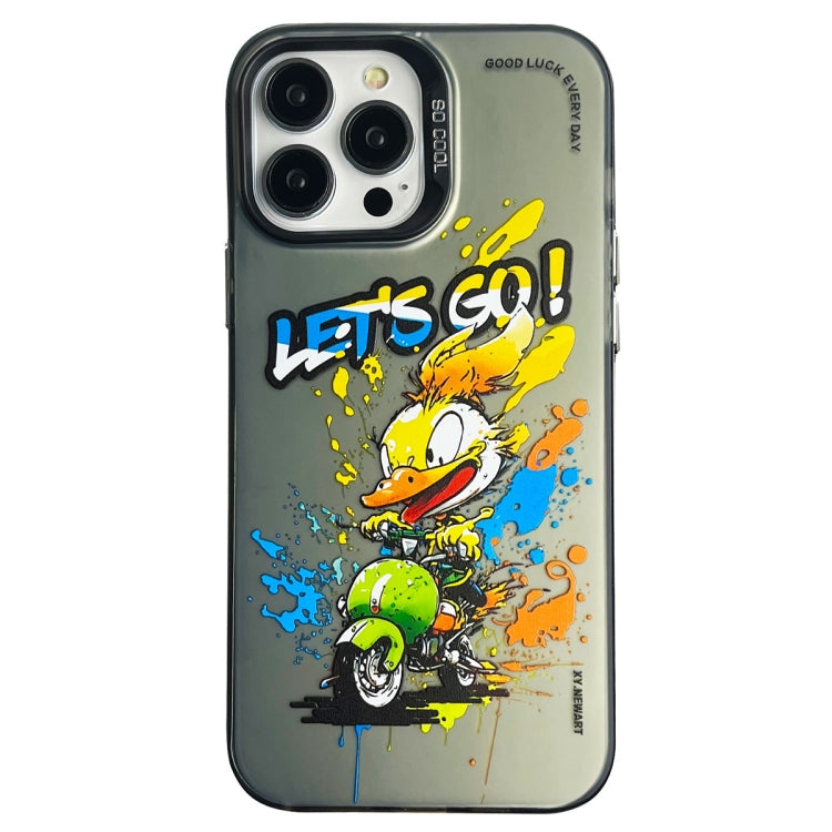 Double Layer Color Silver Series Animal Oil Painting Phone Case, For iPhone 13 Pro Max