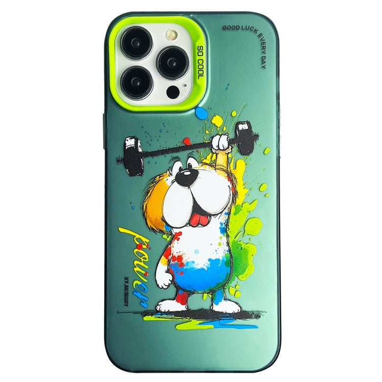 Double Layer Color Silver Series Animal Oil Painting Phone Case, For iPhone 13 Pro Max