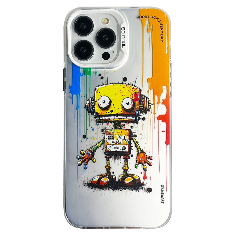 Double Layer Color Silver Series Animal Oil Painting Phone Case, For iPhone 13 Pro Max