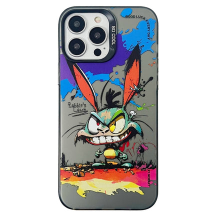 Double Layer Color Silver Series Animal Oil Painting Phone Case, For iPhone 13 Pro Max
