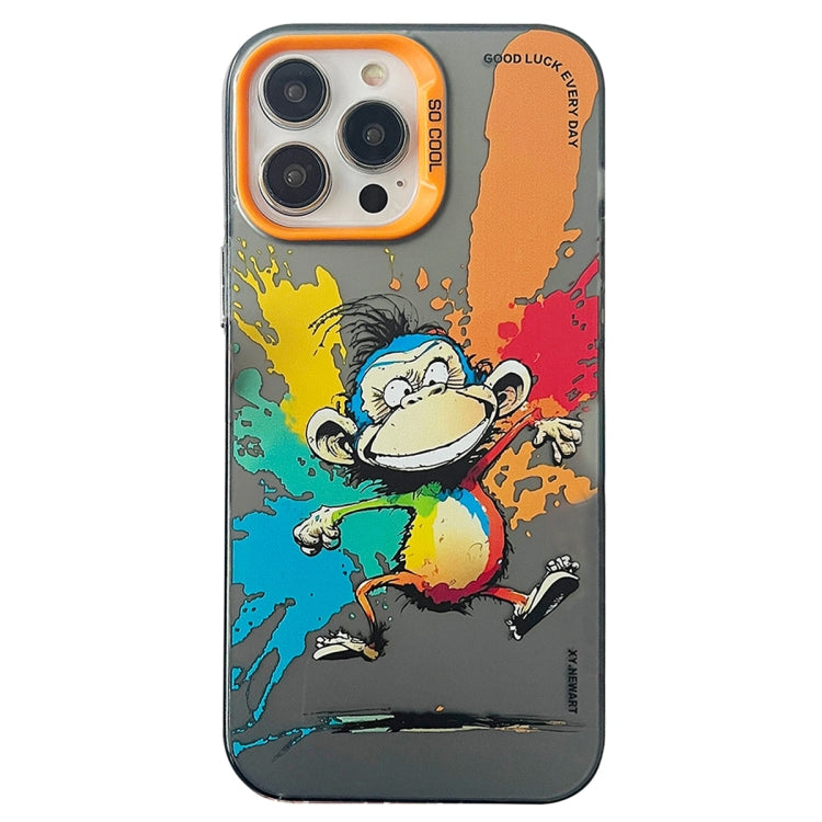 Double Layer Color Silver Series Animal Oil Painting Phone Case, For iPhone 13 Pro Max
