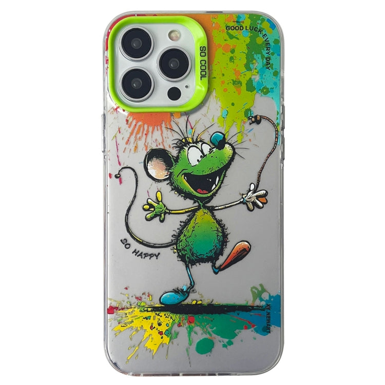 Double Layer Color Silver Series Animal Oil Painting Phone Case, For iPhone 13 Pro Max