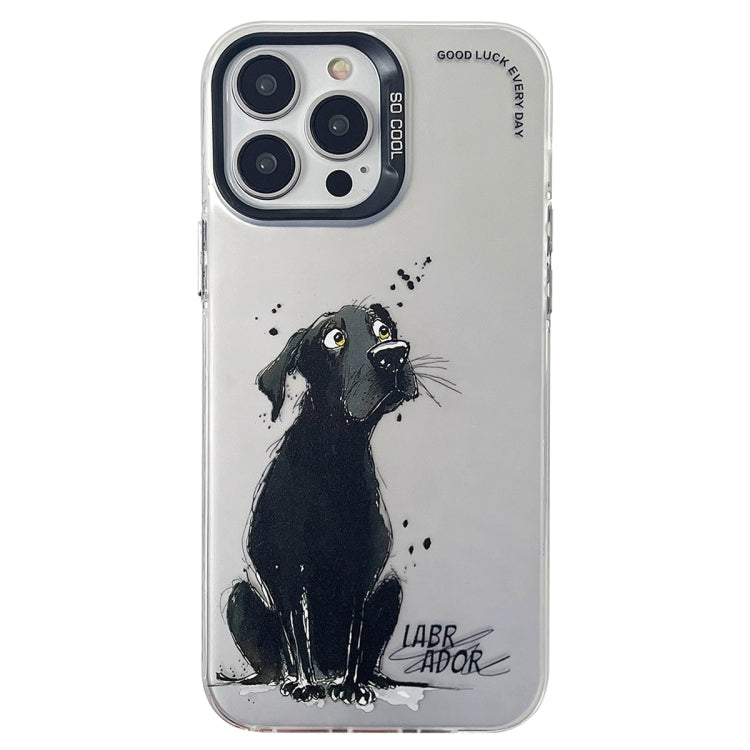Double Layer Color Silver Series Animal Oil Painting Phone Case, For iPhone 13 Pro Max