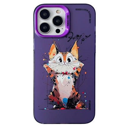Double Layer Color Silver Series Animal Oil Painting Phone Case, For iPhone 13 Pro Max