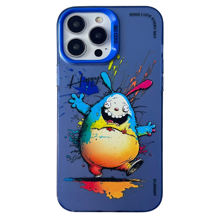 Double Layer Color Silver Series Animal Oil Painting Phone Case, For iPhone 13 Pro Max