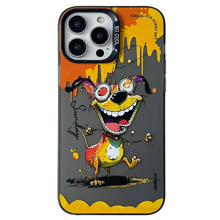 Double Layer Color Silver Series Animal Oil Painting Phone Case, For iPhone 13 Pro Max
