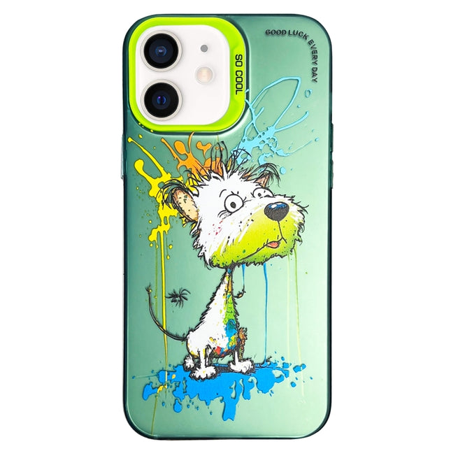 Double Layer Color Silver Series Animal Oil Painting Phone Case, For iPhone 12