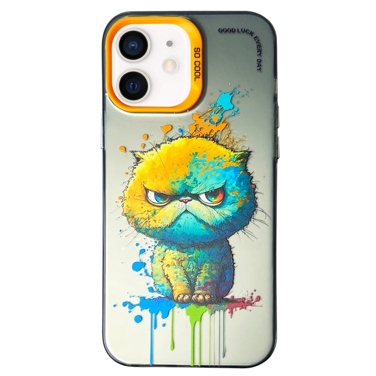 Double Layer Color Silver Series Animal Oil Painting Phone Case, For iPhone 12