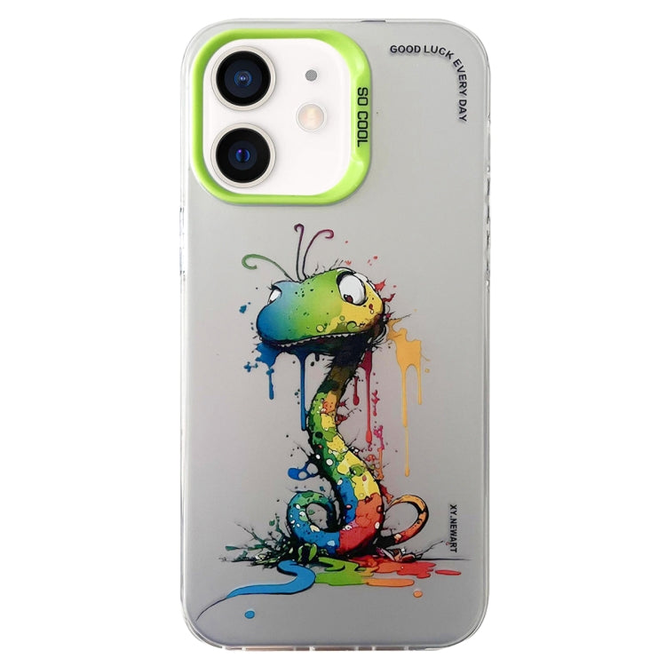 Double Layer Color Silver Series Animal Oil Painting Phone Case, For iPhone 12