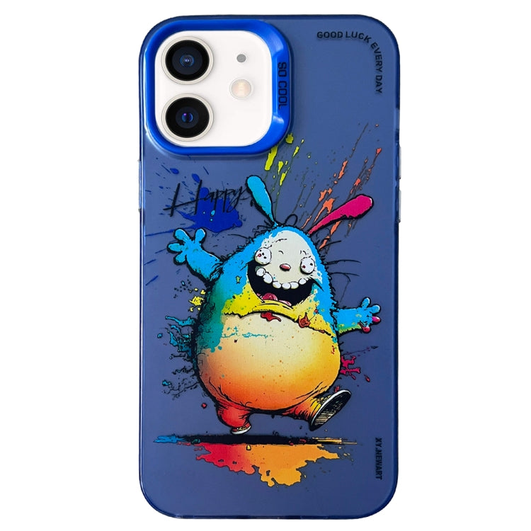Double Layer Color Silver Series Animal Oil Painting Phone Case, For iPhone 12