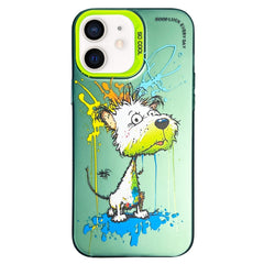 Double Layer Color Silver Series Animal Oil Painting Phone Case, For iPhone 11