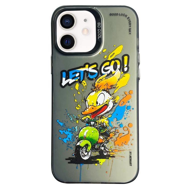 Double Layer Color Silver Series Animal Oil Painting Phone Case, For iPhone 11