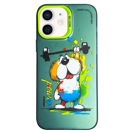 Double Layer Color Silver Series Animal Oil Painting Phone Case, For iPhone 11