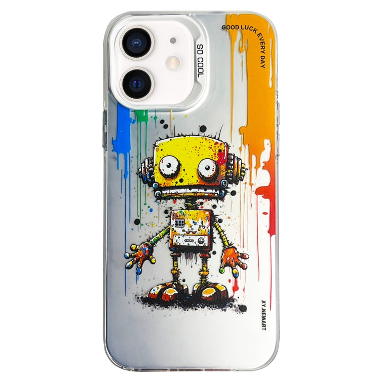 Double Layer Color Silver Series Animal Oil Painting Phone Case, For iPhone 11