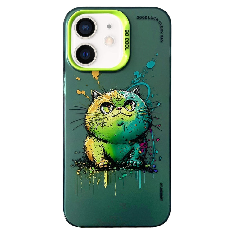 Double Layer Color Silver Series Animal Oil Painting Phone Case, For iPhone 11