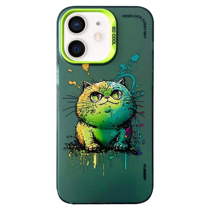 Double Layer Color Silver Series Animal Oil Painting Phone Case, For iPhone 11