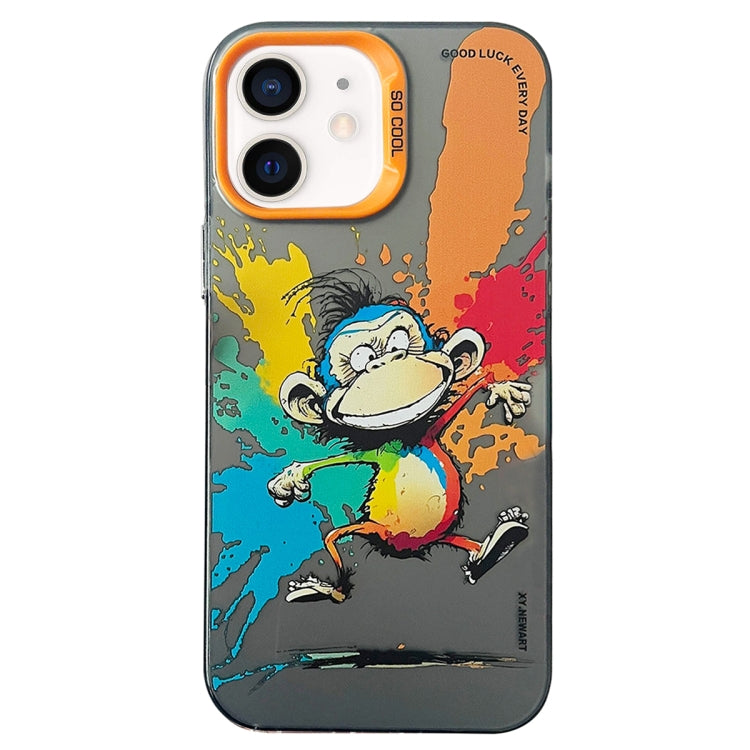 Double Layer Color Silver Series Animal Oil Painting Phone Case, For iPhone 11