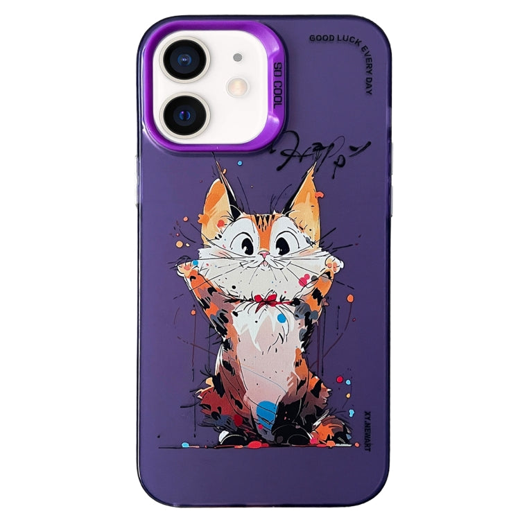 Double Layer Color Silver Series Animal Oil Painting Phone Case, For iPhone 11