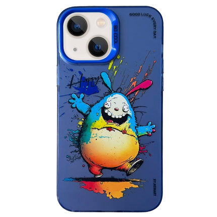 Double Layer Color Silver Series Animal Oil Painting Phone Case, For iPhone 15 Plus