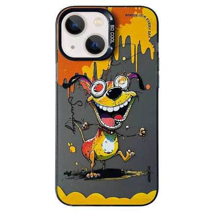 Double Layer Color Silver Series Animal Oil Painting Phone Case, For iPhone 15 Plus