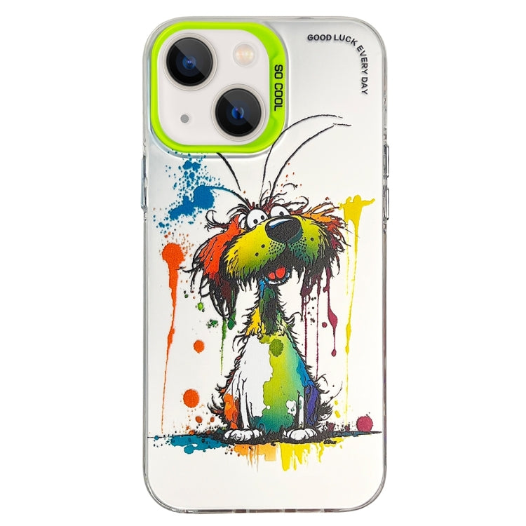 Double Layer Color Silver Series Animal Oil Painting Phone Case, For iPhone 15