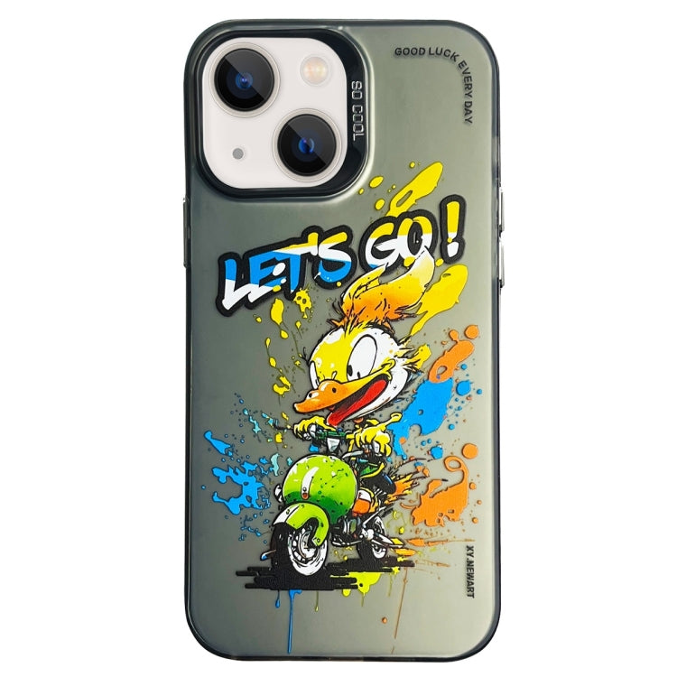 Double Layer Color Silver Series Animal Oil Painting Phone Case, For iPhone 15