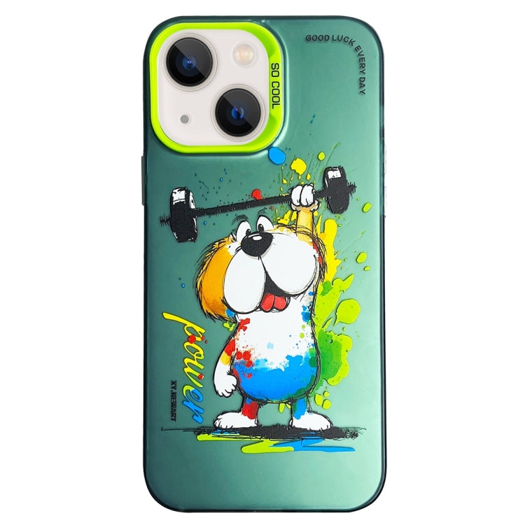 Double Layer Color Silver Series Animal Oil Painting Phone Case, For iPhone 15