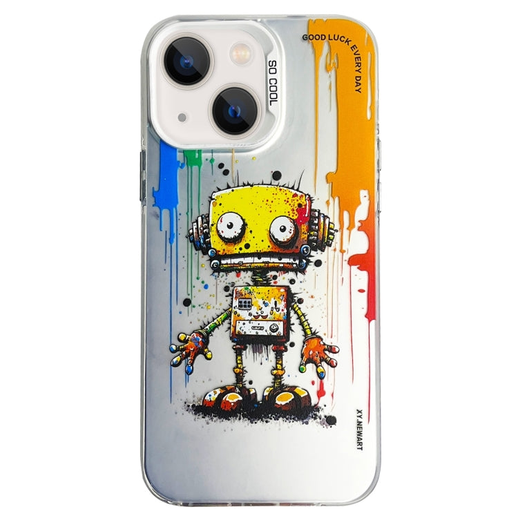 Double Layer Color Silver Series Animal Oil Painting Phone Case, For iPhone 15
