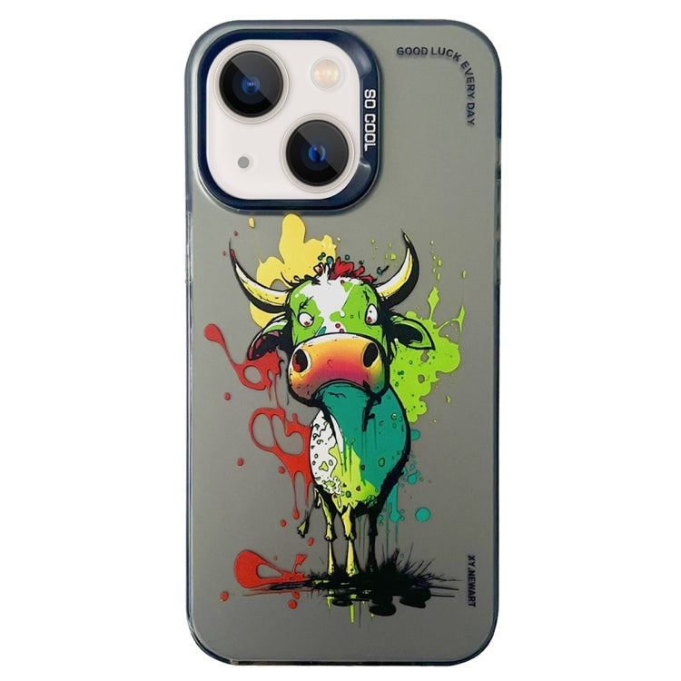 Double Layer Color Silver Series Animal Oil Painting Phone Case, For iPhone 15