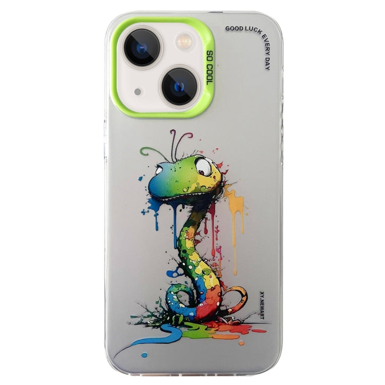 Double Layer Color Silver Series Animal Oil Painting Phone Case, For iPhone 15