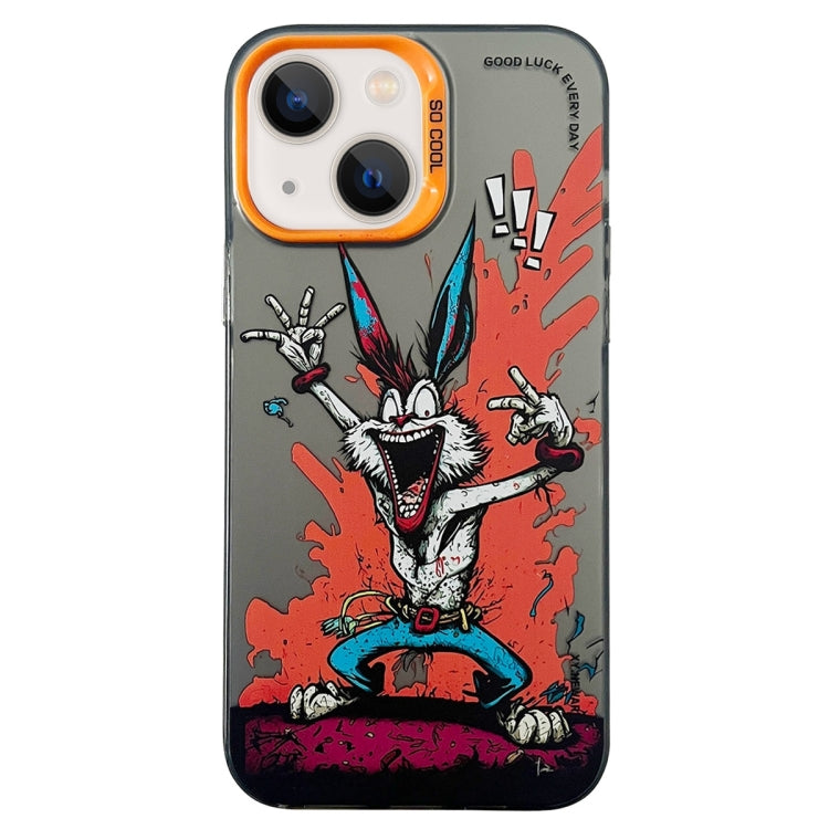 Double Layer Color Silver Series Animal Oil Painting Phone Case, For iPhone 15