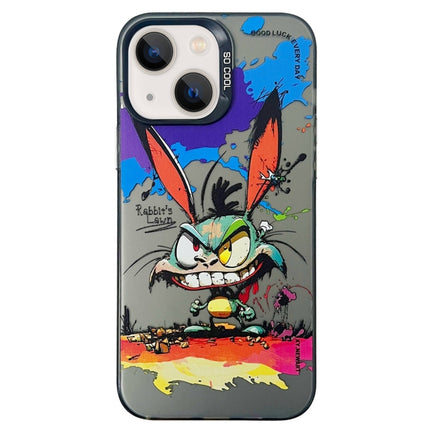 Double Layer Color Silver Series Animal Oil Painting Phone Case, For iPhone 15