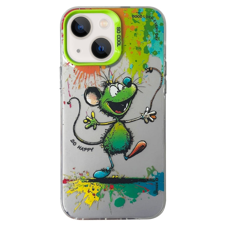 Double Layer Color Silver Series Animal Oil Painting Phone Case, For iPhone 15