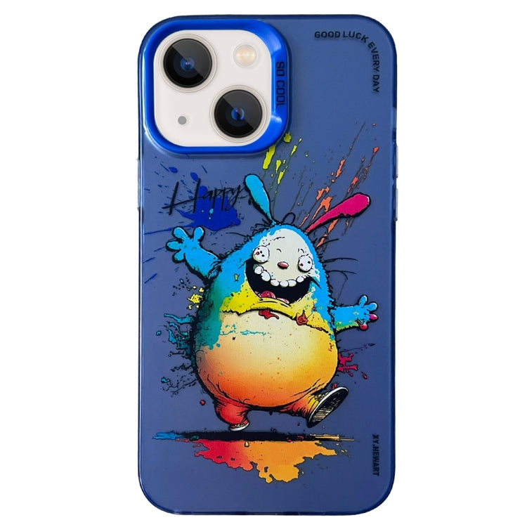 Double Layer Color Silver Series Animal Oil Painting Phone Case, For iPhone 15