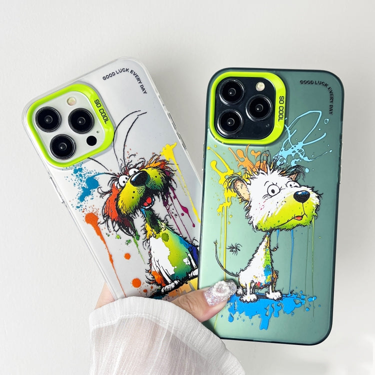 Double Layer Color Silver Series Animal Oil Painting Phone Case, For iPhone 11