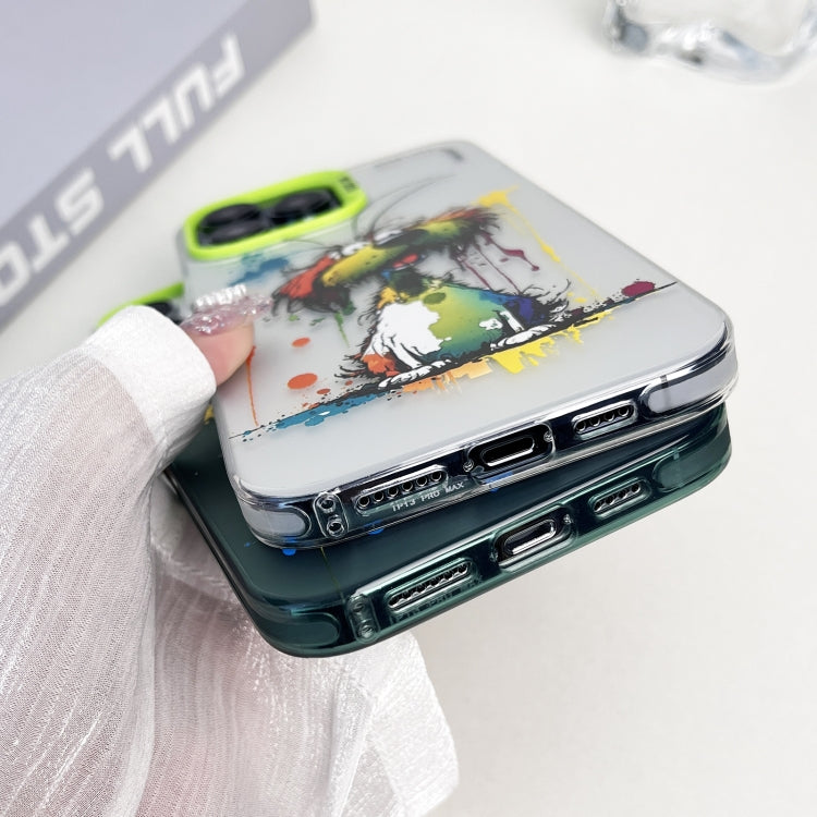 Double Layer Color Silver Series Animal Oil Painting Phone Case, For iPhone 12 Pro Max