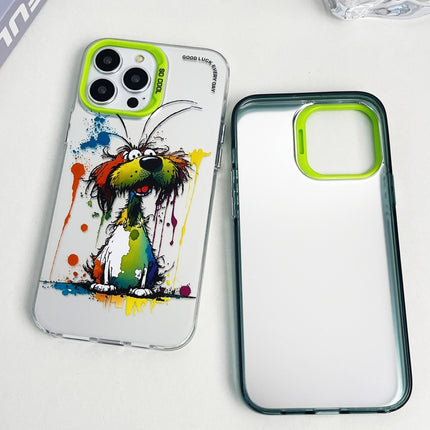 Double Layer Color Silver Series Animal Oil Painting Phone Case, For iPhone 14 Pro