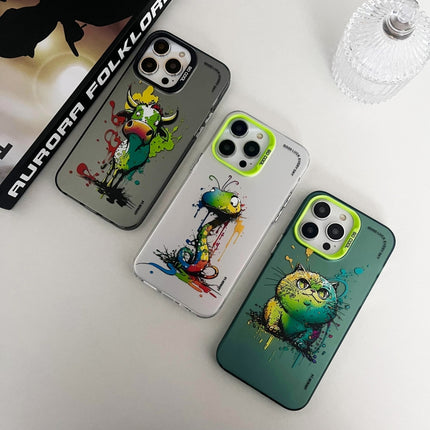 Double Layer Color Silver Series Animal Oil Painting Phone Case, For iPhone 14 Pro Max