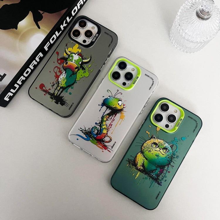 Double Layer Color Silver Series Animal Oil Painting Phone Case, For iPhone 11
