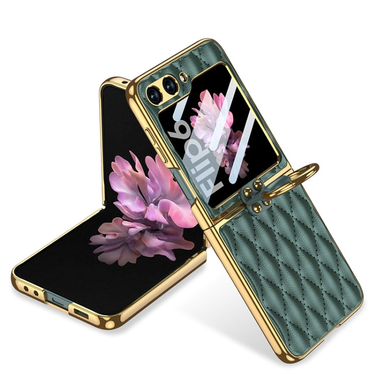 GKK Integrated Plating Diamond Texture PU Phone Case with Ring, For Samsung Galaxy Z Flip6 / Flip7 FE, For Samsung Galaxy Z Flip5