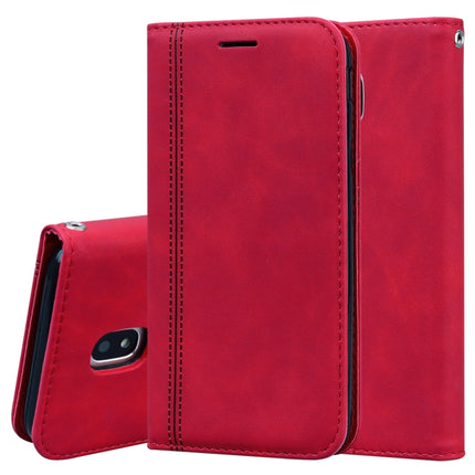 Frosted Business Magnetic Horizontal Flip PU Leather Case with Holder & Card Slot & Lanyard, For Samsung Galaxy J3 (2016), For Samsung Galaxy J3 / J330  (EU), For Samsung Galaxy J5 (2016) / J510, For Samsung Galaxy J5 / J530 (EU)