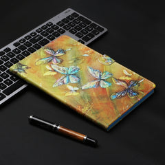 Estuche de cuero con tapa horizontal con costuras de dibujo de colores, soporte, ranuras para tarjetas, función de suspensión/activación y tira antideslizante, para iPad Air, iPad Air 2, iPad de 9,7 pulgadas (2017), iPad de 9,7 pulgadas (2018)