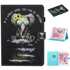 Estuche de cuero con tapa horizontal con costuras de dibujo de colores, soporte, ranuras para tarjetas, función de suspensión/activación y tira antideslizante, para iPad Air, iPad Air 2, iPad de 9,7 pulgadas (2017), iPad de 9,7 pulgadas (2018)