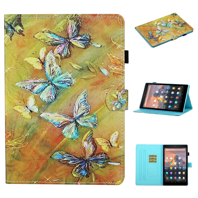 Colored Drawing Stitching Horizontal Flip Leather Case with Holder & Card Slots & Sleep / Wake-up Function, For kindle Paperwhite 4 / 3 / 2 / 1, For Kindle Fire HD8 (2020) / HD8 Plus (2020), For Kindle Fire HD8 2015 / 2016 / 2018                       ...