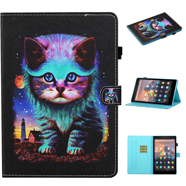 Colored Drawing Stitching Horizontal Flip Leather Case with Holder & Card Slots & Sleep / Wake-up Function, For kindle Paperwhite 4 / 3 / 2 / 1, For Kindle Fire HD8 (2020) / HD8 Plus (2020), For Kindle Fire HD8 2015 / 2016 / 2018                       ...
