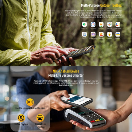 Ulefone Armor X13, teléfono resistente IP68/IP69K, 6,52 pulgadas, Android 13, MediaTek Helio G36 Octa Core, red: 4G, NFC, OTG, 6 GB + 64 GB