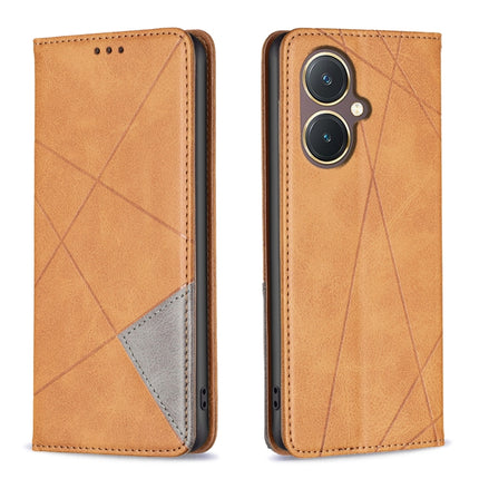 Rhombus Texture Magnetic Leather Phone Case, For vivo Y27 4G