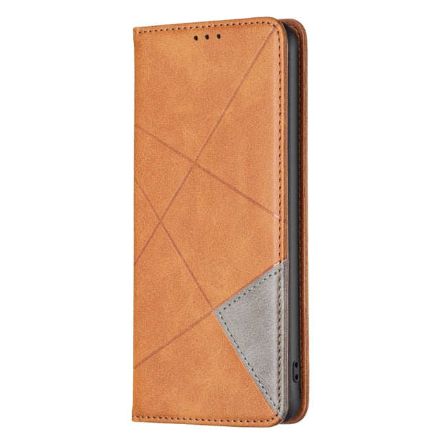 Rhombus Texture Magnetic Leather Phone Case, For vivo Y27 4G
