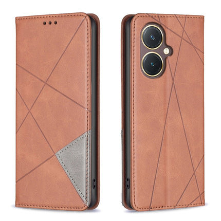Rhombus Texture Magnetic Leather Phone Case, For vivo Y27 4G
