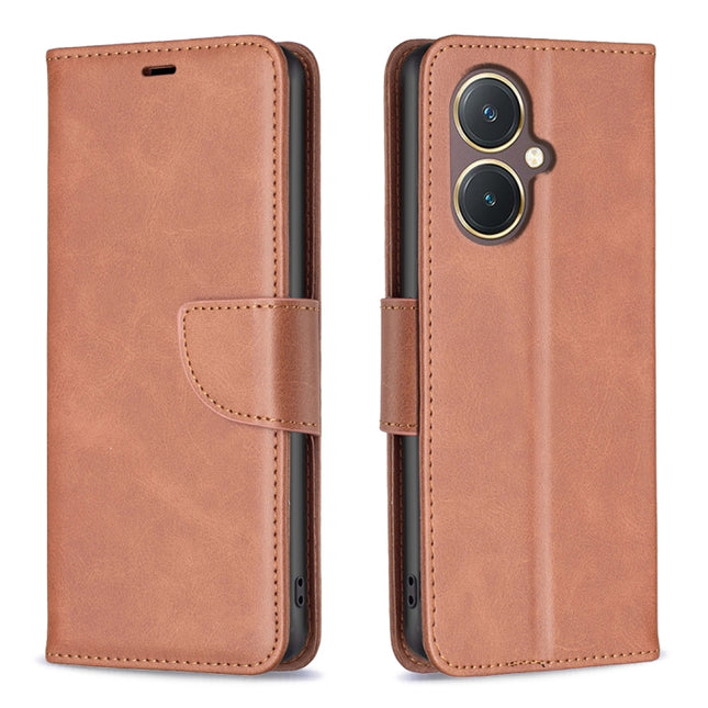 Lambskin Texture Pure Color Flip Leather Phone Case, For vivo Y27 4G